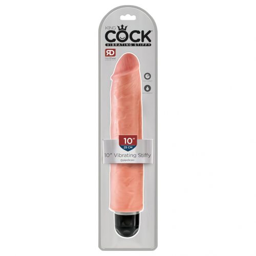 King Cock 10 Stiffy - vízálló, élethű vibrátor (25cm) - natúr