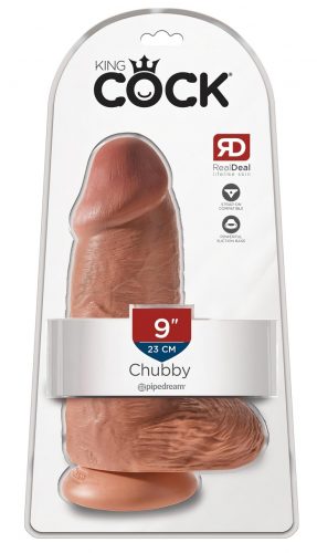 King Cock 9 Chubby - tapadótalpas, dildó (23cm) - sötét natúr