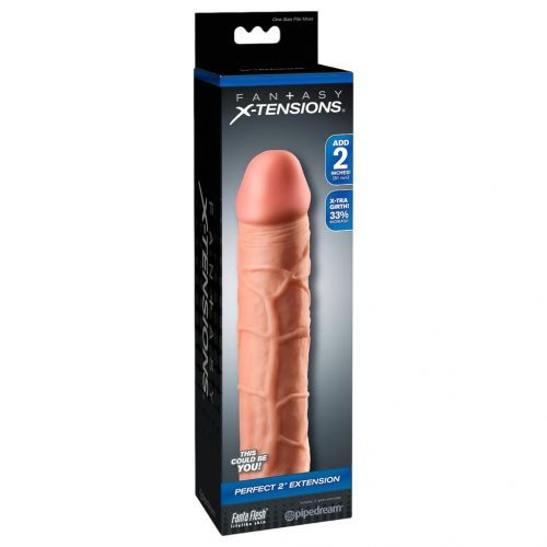 X-TENSION Perfect 2 - élethű péniszköpeny (20,3cm) - natúr