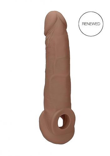 RealRock Penis Sleeve 9 - péniszköpeny (21,5cm) - sötét natúr