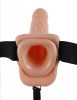 7" Vibrating Hollow Strap-On with Balls  Light/Black